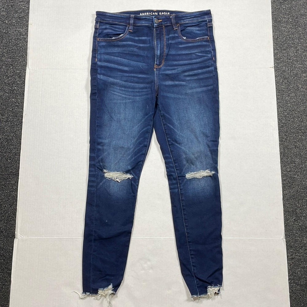 American Eagle Outfitters Dark Blue Distressed Jeggings